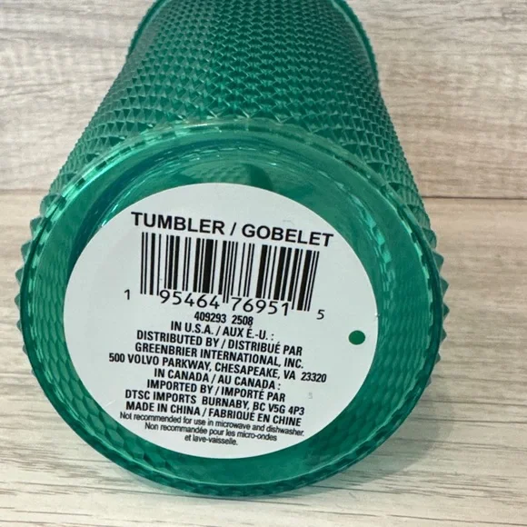 Green Studded Tumbler with Straw - Picture 4 of 4